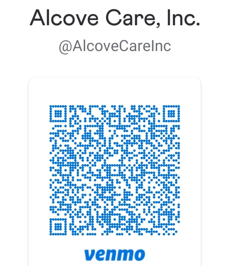 QR code for Venmo donation to Alcove Care Inc